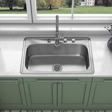 33" x 22" x 9" Drop In Single Bowl Kitchen Sink with 18 Gauge 304 Stainless S...