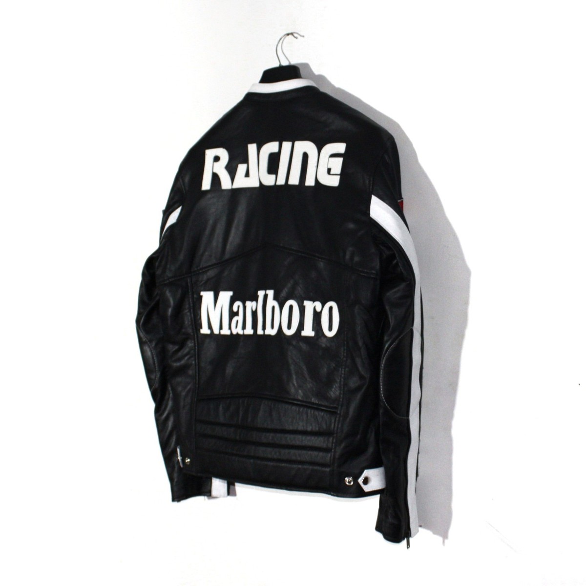 Vintage Marlboro Leather Motorcycle Racing Jacket Black New All