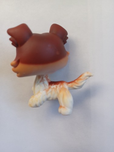 AUTHENTIC. Littlest Pet Shop LPS #58 #058 Brown White Collie Dog Paw Up Blue Eye - Picture 5 of 5