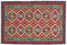 Afghan Maimana Kilim Rug 100x150 Hand Woven Multicoloured Geometric Handmade 92