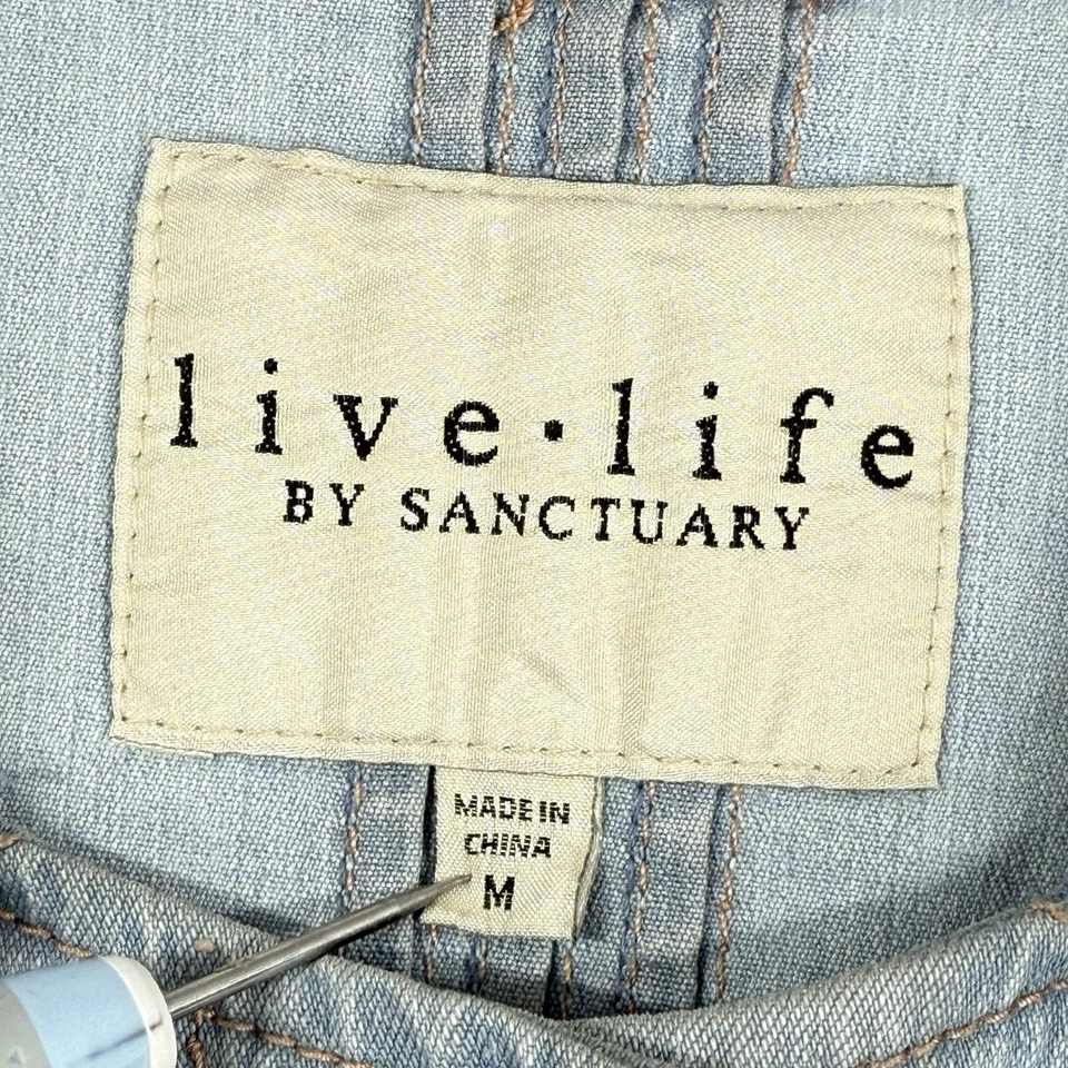 Sanctuary Live Life Womens Kathy Jacket Size M Denim Military SA1011-BBLE 2010 - Image 3 of 4