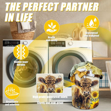 Highland Cow Laundry Basket,Laundry Hamper with Handles Collapsible Laundry B...