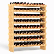 VASMIA Bamboo Stackable Wine Rack,72 Bottles Rack 8-Tier, Natural 