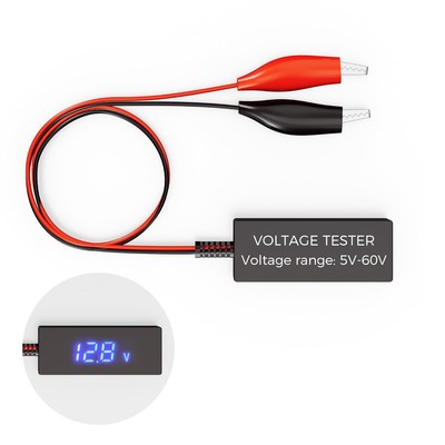 SUNAPEX 6V 12V 24V 48V Battery Voltage Tester with LCD Display,5V-60V Black 