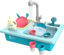 Color Changing Kitchen Sink Toy with Running Water for Kids Role Play