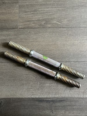 Lot of 2 Vintage Bollinger Barbell Rod Poles Threaded 1  Metal 14  Long Lifting