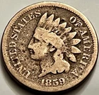1859 Indian Head Cent First Year Issue Laurel Wreath Antique US Coin JC1813