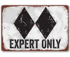 Expert Only Ski Sign Vintage Winter Sports Warning Decor Mountain Lodge Cabin