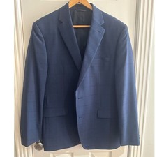 Lauren Ralph Lauren Navy Blue Windowpane Plaid Blazer Suit Jacket Size 42R