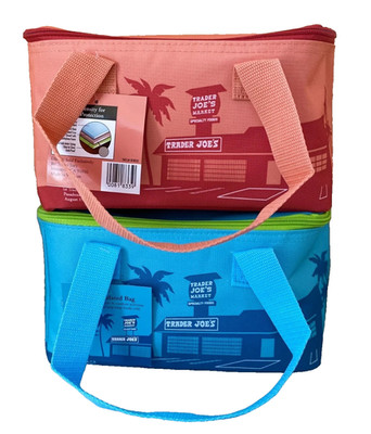 Trader Joe's Totes Mini Insulated Bags SET PEACH BLUE NEW Seasonal Lot NWT Joes