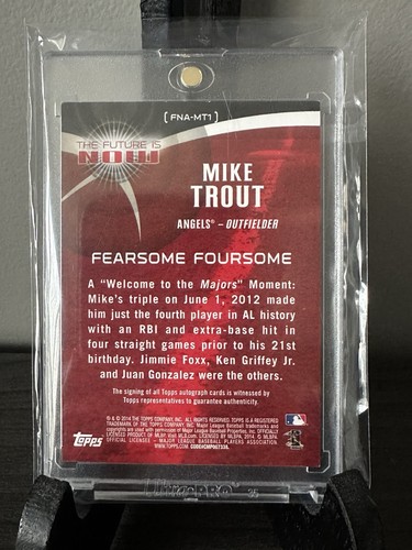 2014 Topps The Future Is Now Mike Trout Fearsome Foursome #FNA-MT1 Auto /25 - Picture 2 of 2
