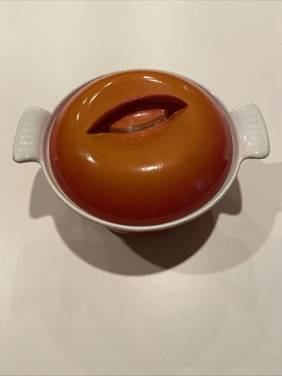 DESCOWARE-Cast Iron Enamel Dutch Oven Belgium 17 FE Flame Orange 6.5” GUC