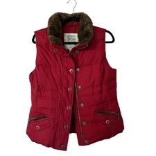 Eddie Bauer Women’s Premium Quality Goose Down Fur Collar Puffer Vest Sz M GUC