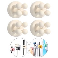 Silicone Toothbrush Holders - 4 Pcs Razor Hooks Adhesive Wall Mounted for Han...