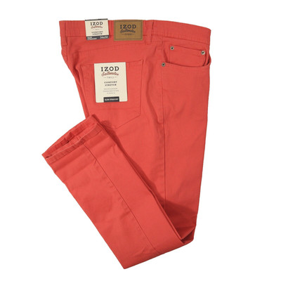 IZOD Saltwater Stretch Slim Straight Twill Pants Mens 34x32 Nantucket Red NEW!