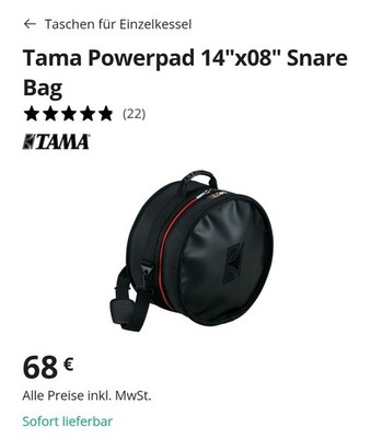   NEU Tama Powerpad Drum Bag Snare Tasche Schlagzeug 14 Zoll Schwarz  