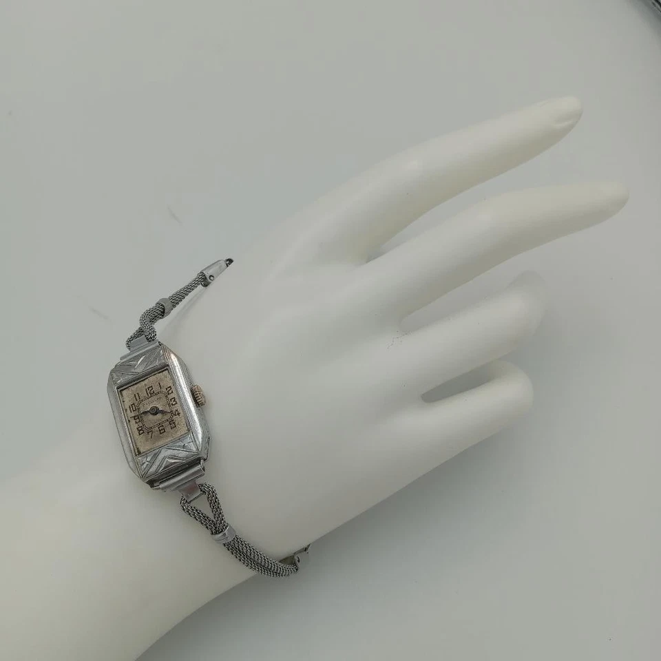 Antigo relógio de pulso feminino Cadillac & Luber Watch Co 15J Art Deco * (CP4001381) - Imagem 4 de 4