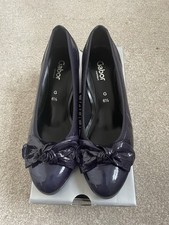 Ladies Navy Blue Patent GABOR Shoes, Size 6.5 