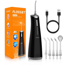 Water Dental Flosser Cordless Oral Irrigator with 300ml 5 Tips 4 Modes Black