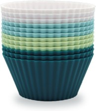 Silicone Baking Muffin Cups 12 Pack, Reusable Cupcake Liners Cake Molds, BPA