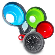 Collapsible Kitchen Funnel with Strainer Silicone Funnels for Filling Bottles