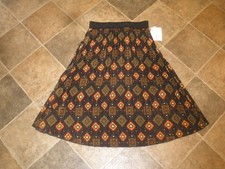 New Women's Pleated Skirt LuLaRoe Jill-S Black w/orange design 6A