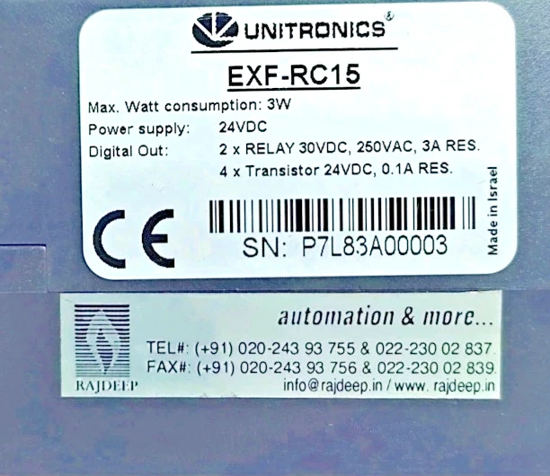 Unitronics Modelo EXF-RC15 Alta Velocidad I/O Módulo 24VDC 3W - Usado - Imagen 2 de 4