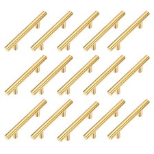 15 Pack Brushed Cabinet Pulls T-Bar Pull Handles Knobs 5 Inch Gold  3 Inch H...