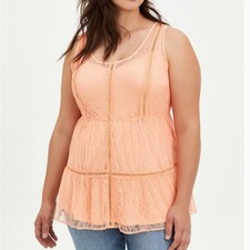 Torrid plus size Coral lace tiered tunic size 3x 3 NWT