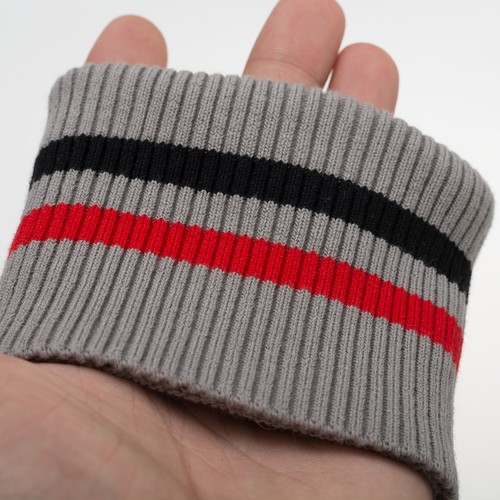 Striped Rib Knit Cuff Trim Fabric Baseball Jacket Sweater Clothing accessories - Picture 20 of 30
