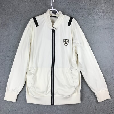Sean John Mens Long Sleeve Full Zip Snap Mock Neck Bomber White Jacket XXL