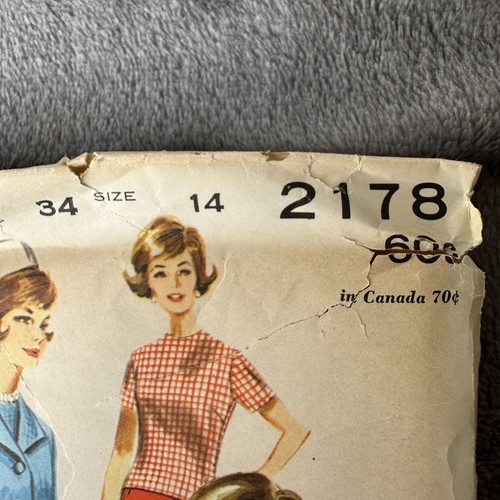 Butterick Pattern 2178 Sz 14 Misses Top Skirt Jacket 1960s - Picture 2 of 10