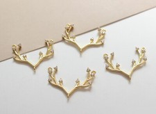 6pc Deer Antler Charm Connector,Cubic Zirconia Deer Horn Pendant,Deer Head Charm