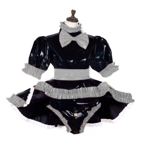 23 Colors Sissy lockable dress Role Play Maid Dress with Apron Lockable Panties - 第 11/30 張圖片