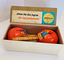 Vintage Jamaica Maraca Shaker Rattle Musical Instrument with Box 8  1968