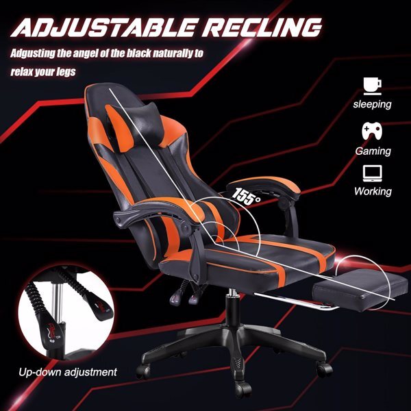 Gaming Chair Ergonomic Office Chair Computer Executive Swivel Desk Seat Recliner-image