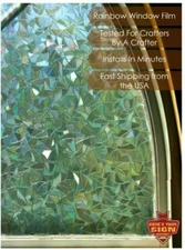 Decorative Rainbow Window Privacy Film. Anti-UV Static Cling. Self Adhesive