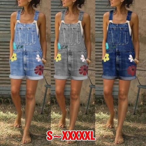 5XL Plus Size Women Denim Bib Pants 
