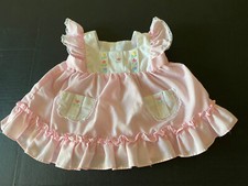 Vintage Cradle Togs Dress Baby SZ 0 6 M Tulips Polka Dots Pink Lace Ruffle