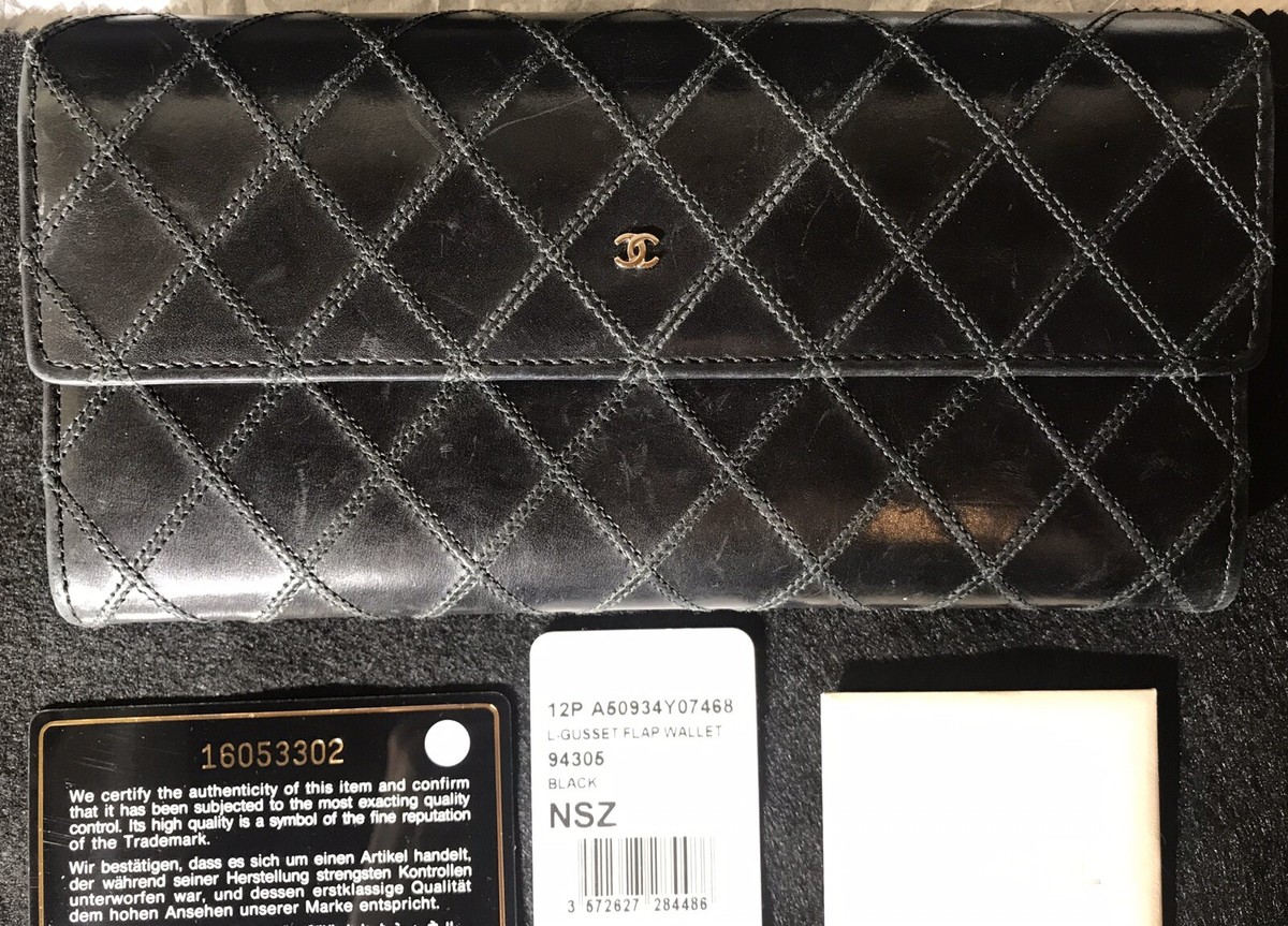 CHANEL LAMBSKIN QUILTED WALLET - Portef Rab Gous - Black | eBay