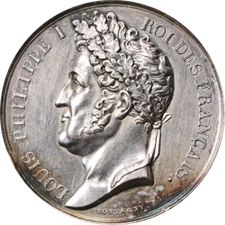 France Louis Philippe 1 Silver Medal 1833 Cherbourg 41mm 39 Grams