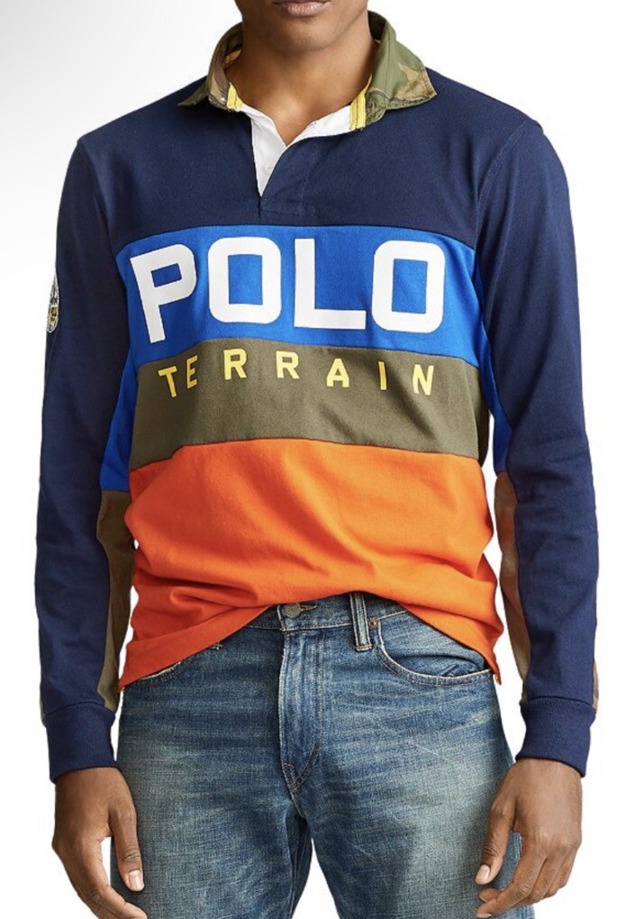$128 Polo Ralph Lauren Country Small Orange Rugby Shirt Terrain RRL Patch Camo