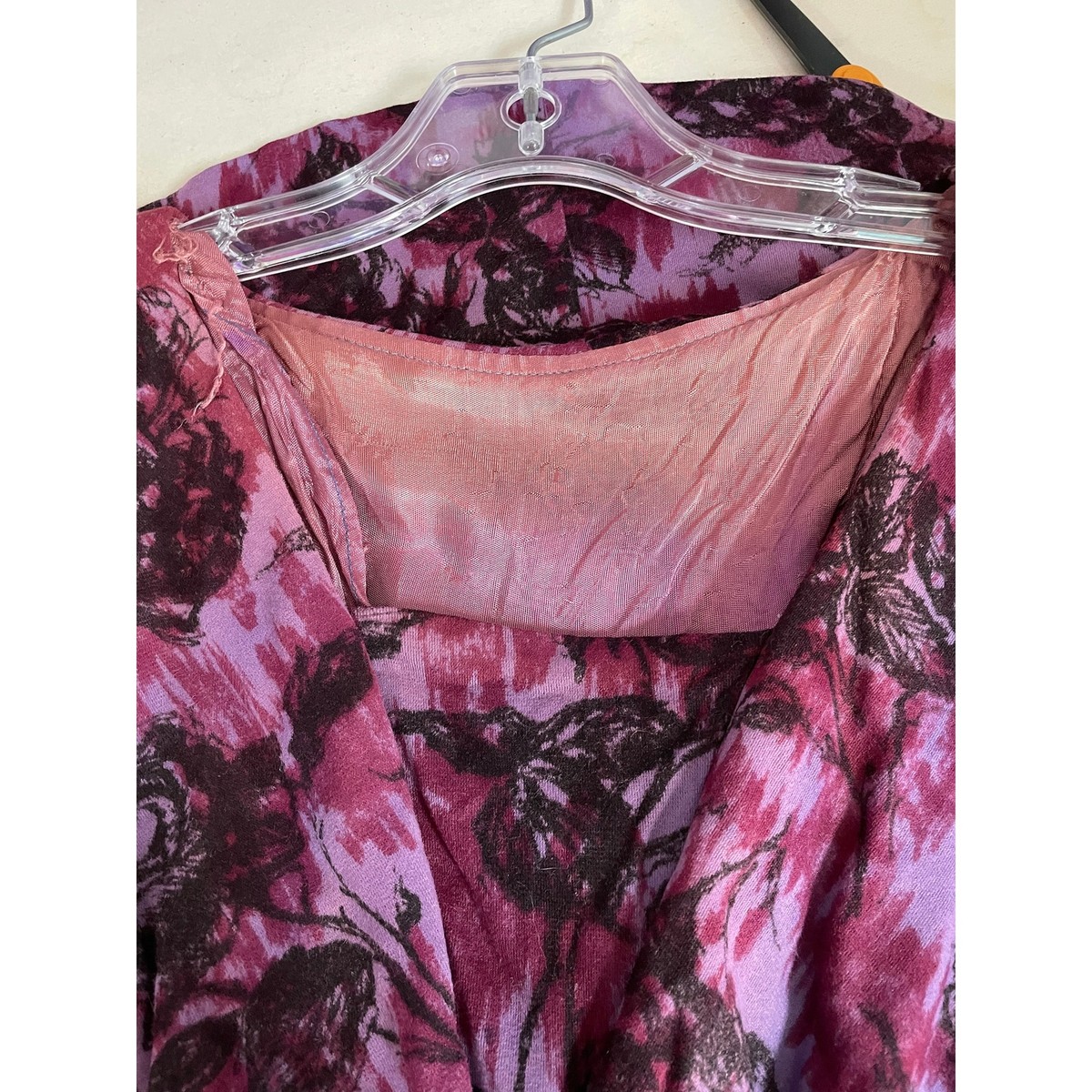 Vintage 90s Dress M Purple Grunge Floral Mini Sundress