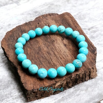 Turquoise Bracelet 8mm Natural Stones Unisex Healing Bracelet