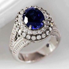 Gorgeous 925 Silver Rings Women Jewelry Cubic Zircon Wedding Ring Sz 6-10