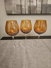 Tuscana By Home Essentials Amber Wine Goblets (Set Of 3)