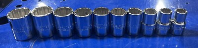 Proto 10pc 1/2  Drive SAE Standard Socket Set Chrome 7/16  - 1  12pt NEW