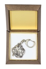 Neapolitan Mastiff, Mastino Napoletano - Silver-plated key ring with a dog in a