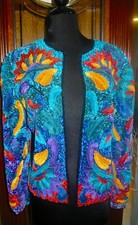 Neiman Holiday Jacket Bj.a Sexy Gorgeous Fiesta Colors Ribbon Fabric Mint