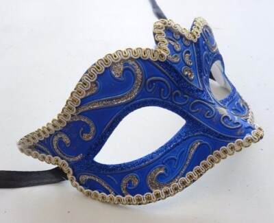 DAMEN BLAU & GOLD ATEMBERAUBENDE VENEZIANISCHE MASKERADE PARTY KARNEVAL BALL AUGENMASKE NEU